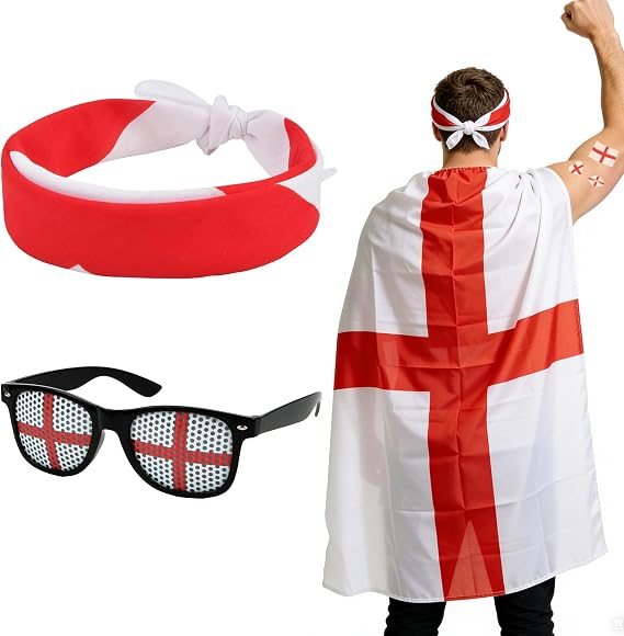 2026 Soccer Fan Flag Cape Set for Men Women | National Cape Sunglasses Headband Tattoos, Flag Costume Cape for Match Day Party 4th of July