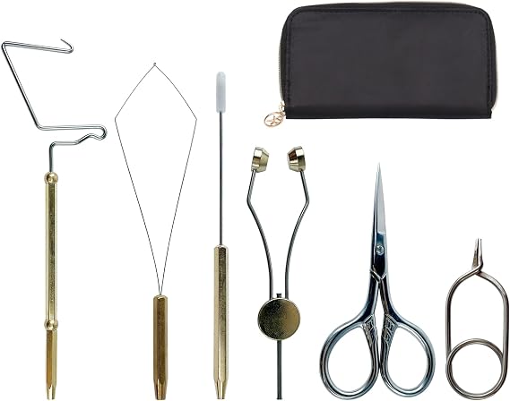 Fly Tying Kit Material Tools Kit Bobbin Fly Hooks Scissors Fly Beads Threader Needle Whip Finisher Fly Fishing Flies Starter Making Kit with Carry Bag