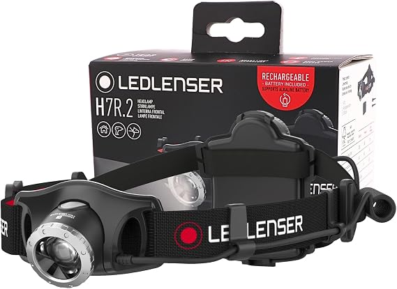 Ledlenser H7R.2 Şarjlı Kafa Feneri | 30 saate kadar aydınlatma süresi, AAA pil seçeneği, odaklanabilir, IP54, kırmızı arka ışık, 165 g, kamp, yürüyüş, iş için