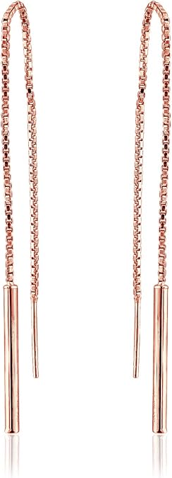925 Sterling Silver Tassel Threader Drop Long Chain Earrings for Women, 4.5 Inch