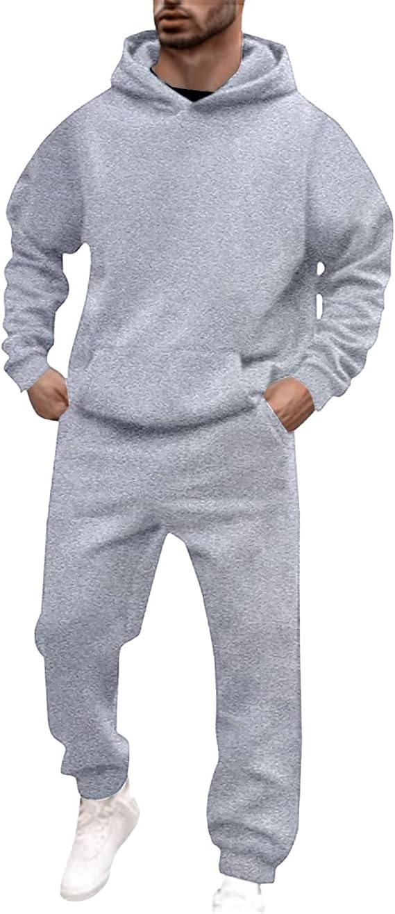 Tracksuit Mens Full Set Hooded Sweatshirt and Sweatpants Set Hoodie Joggers Sets 2 Piece Plain Tracksuit UK Jogging Bottoms Track Suits Outfits Sweatsuits