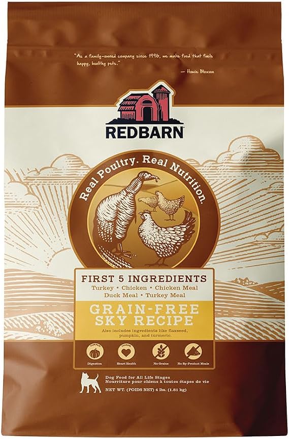 Redbarn Grain-Free Adult Dry Dog Food Kibble - Sky Chicken Recipe - Made in USA No Grains Recipe with Functional Ingredients to Support Healthy Heart, Skin, Coat, Immunity & Digestion - 4lb