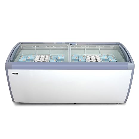 Leadzm 19 Cu.Ft Commercial Ice Cream Freezer, 71" Chest Freezer Glass Top Display Case w/Removable Baskets Lockable Wheels Sliding Door for Store Supermaket ETL Certified