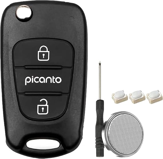 3 Buttons Kia Rio Picanto Key Fob Case Cover CR2032
