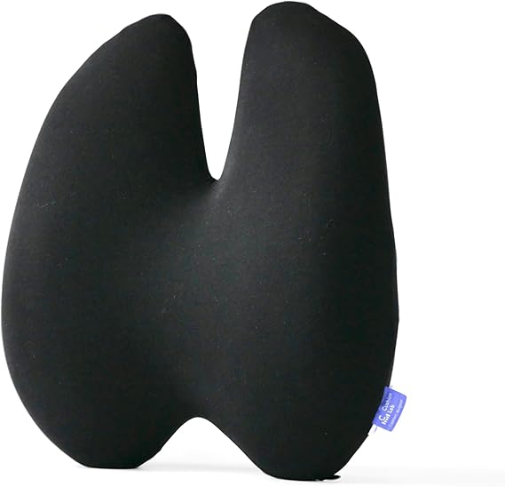 C CUSHION LAB Extra Dense Lumbar Pillow - Patented Ergonomic Multi-Region Firm Back Support for Lower Back Pain Relief - Lumbar Support Cushion with Strap for Office Chair, Car, Sofa, Plane - Black