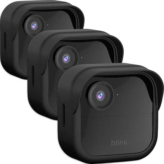 Silicone Skin Case/Cover for Blink Outdoor 4 (4th Gen)/2K+ Weatherproof Silicone Case with Brim for Full Camera Protection, Blink Outdoor 4/2K Smart Security Camera Accessories (Black, 3 Pack)