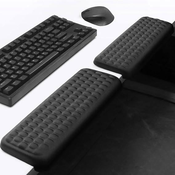 L-Shaped Desk Elbow Pad for Desk Memory Foam Support Padding with Non-Slip Base for Pain Relief Desk Edge Cushion Universal Fit Office Home Gaming Accessories Comfortable Support(Black (2 pcs))