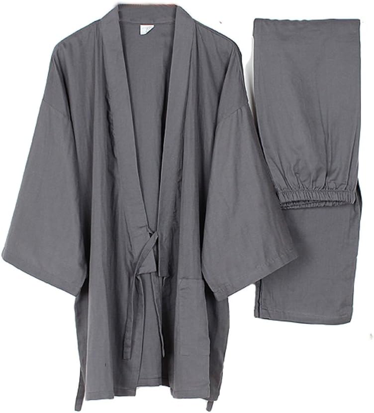 Fancy Pumpkin Men's Japanese Style Robes Loose Pure Cotton Kimono Pajamas Suit