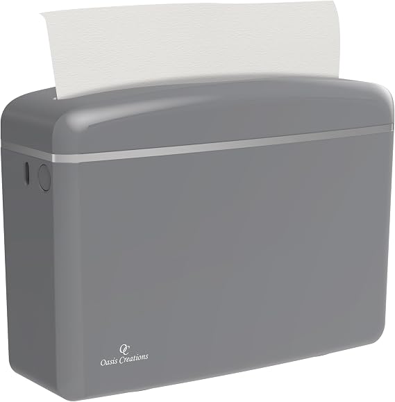 Countertop Multifold Hand Paper Towel Dispenser by Oasis Creations, Single Sheet Dispensing Glossy Gray
