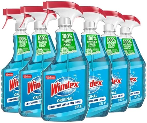 Windex Glass & Window Cleaner Spray Bottle, Original, 23 oz (6-Pack)