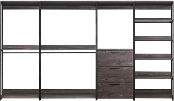 Monica Wood Walk-in Closet System in Rustic Gray