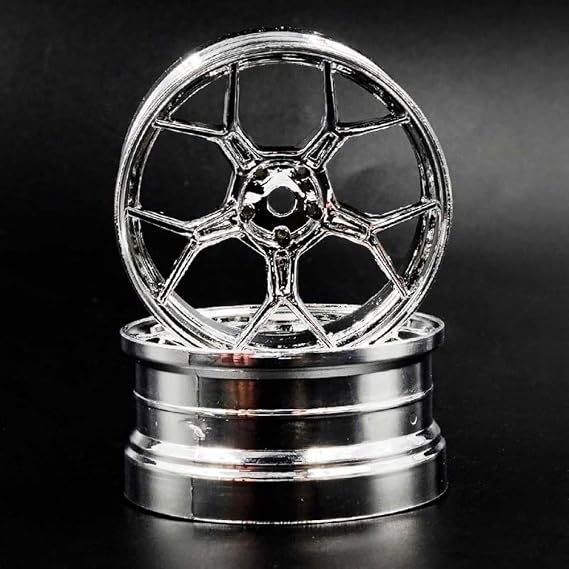 2PCS 1/10 RC Feathery Light Split Spoke Drift Wheels Rims, New Version 8mm Offset, 7gram, Compatible w/Yokomo YD MD RD, MST RMX, Reve D RDX, Redcat RDS, HPI, Tamiya TT (Chrome)