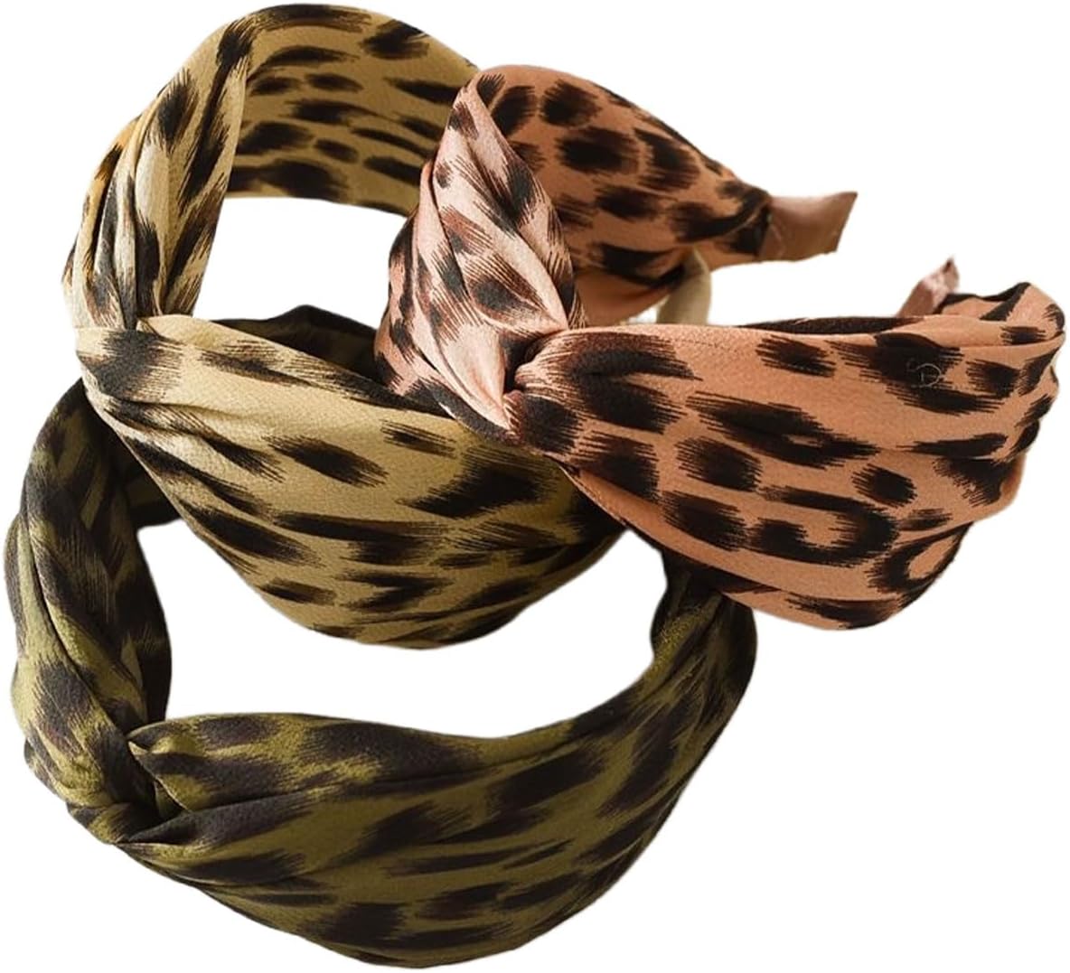 scicent Headband 3 PCS Leopard Print Hair Bands for Women Wide Twist Knotted Bow Hairbands Cheetah Hair Hoops Accessories Cross Head Band - 10916