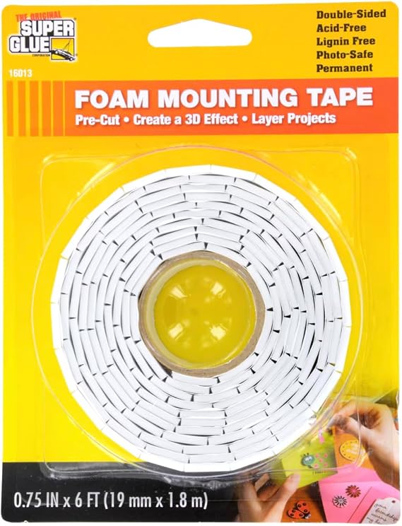 1 Roll 34 X 6 FT Super Glue Pre-Cut Double Sided Adhesive Foam Mounting Tape Acid Free