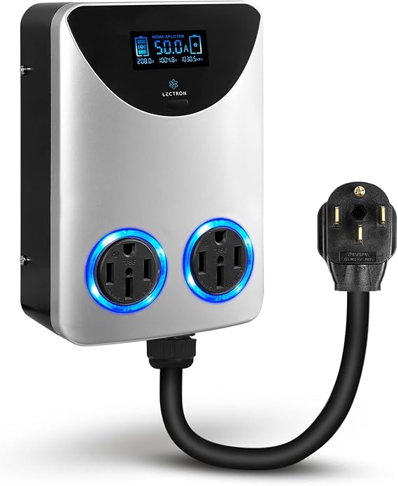 Lectron NEMA 14-50 Socket Splitter 50 Amp for Level 2 EV Chargers Power Your EV Charger and High-Powered Appliance from The Same Outlet