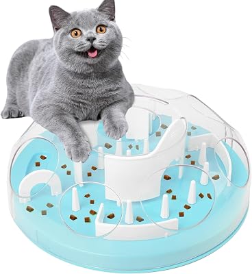PAWISE Interactive Cat Puzzle Feeder, Adjustable Slow Feeder Toy for Mental Stimulation, Boredom Relief & Healthy Digestion in Indoor Cats,Enrichment & Cat Food Toy