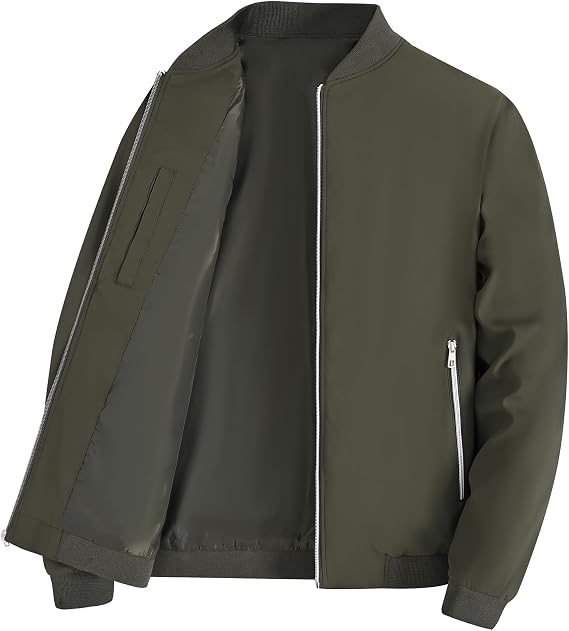 YuKaiChen Transition Jacket Men's Lightweight Jacket Leisure Four Seasons Bomber Jacket with Zip Pockets