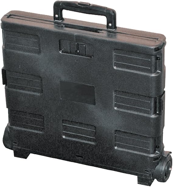 Rolling Foldable Plastic Crate with Telescopic Handle and 3-in. Wheels