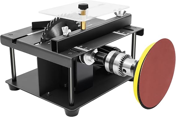 200W Mini Multi-Functional Table Saw, Mini Table Saws for Crafts, Multi-functional Mini Table Saw for Wood Cutting, Grinding, Adjustable Speed (4200-8500RPM), 0-90 Angle Cutting