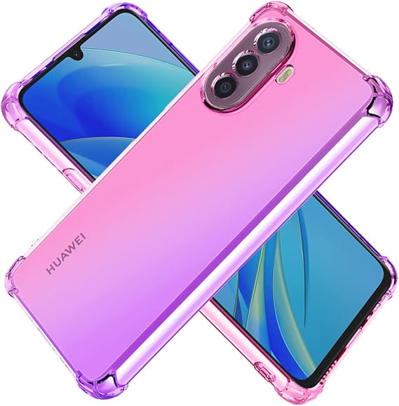 Case for Huawei Nova Y70 Plus/Nova Y70 MGA-LX9 Case, Crystal Clear Case Gradient Slim Anti Scratch TPU Shockproof Protective Phone Cases Cover for Huawei Nova Y70 Plus (Pink/Purple)