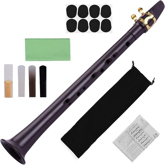 11-hole C Key Mini Pocket Saxophone ABS with Alto Mouthpiece Ligature 4pcs Reeds 8pcs Dental Pads Finger Charts Cleaning Cloth Carrying Bag