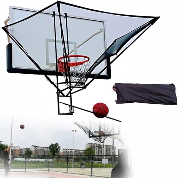 Iron Hang Basketball Rebounder Net Return Attachment, 180 Rotating Basketball Rebounder Net Return System