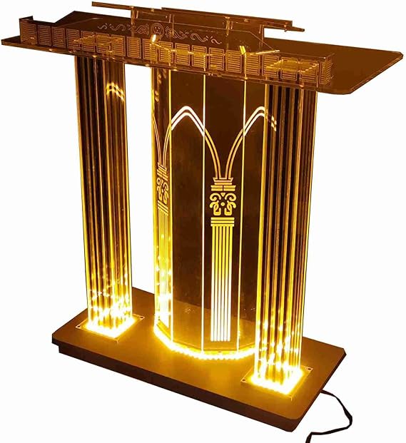 Acrylic Podium with Light, Floor Standing Podium with Wheels,Plexiglass Church Pulpit Easy Assembly,for Conference Room Church Company Transparent 85x40x111.6cm