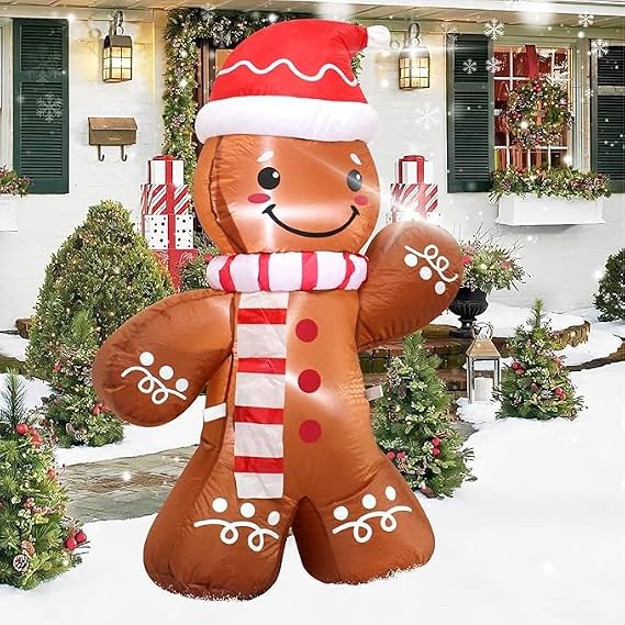 3.5FT Long Christmas Inflatable Gingerbread man Decorations Blow up Decoration with LED Lights Indoor Outdoor Yard Lighted Christmas Holiday Decor