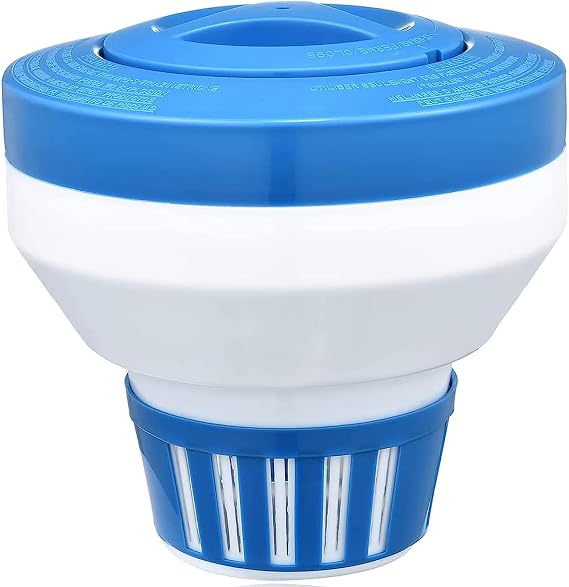 Floating Chlorine Dispenser, Pool Spa Chlorine/Bromine Floater,7" Large Capacity Floating Chlorinator & Bromine Holder Fits 3 Inch Chemical Tablets(Collapsible)