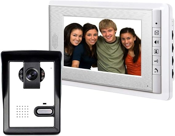Wired Video Intercom System, 7 Inch Monitor Video Door Doorbell Kit | 2-way Intercom, Door Monitoring, Metal Panel Camera Unlock, Night Vision, Home Security Systems for Villa Home Apartment