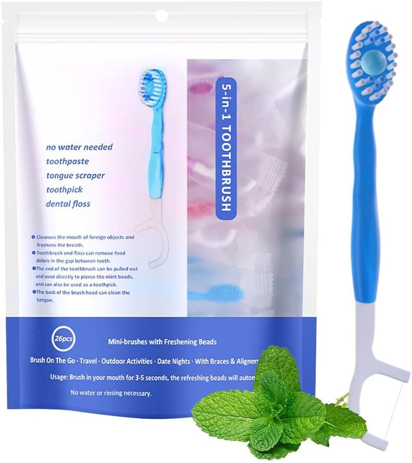 5 in 1 Toothbrush and Floss, 2025 New 26PCS 5 in 1 Disposable Mini Toothbrush with Toothpaste, Portable Oral Care for Travel Work and Gatherings Daily Use 1