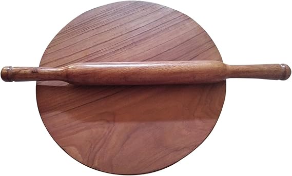 Wooden Chakla Belan Rolling Pin for Rotis/Chapati/Naan Bread (Chakla, Round Board)