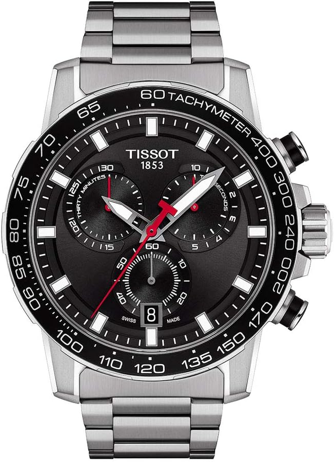 Tissot T1256171105100 Supersport Chrono Bracelet, Mens Watch, Black Dial, Black, Bracelet Type