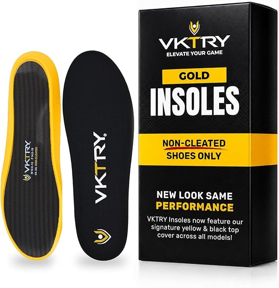 VKTRY Gold Sport Insoles for Non-Cleated Shoes - Carbon Fiber Insole