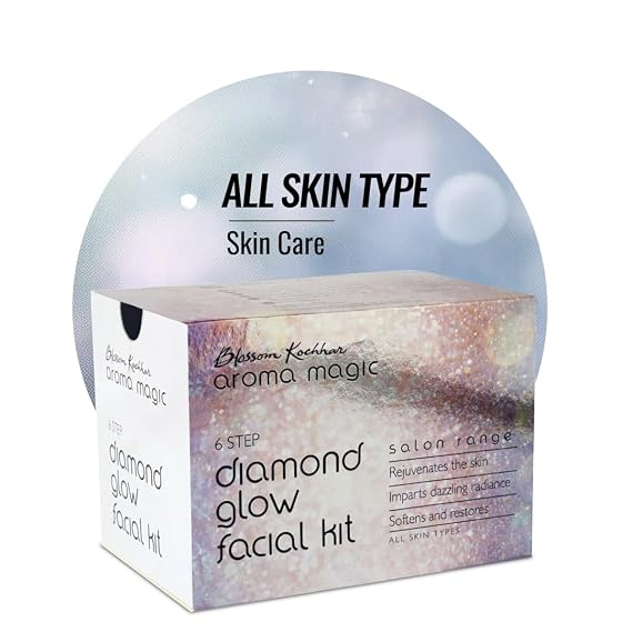 Aroma Magic Diamond Glow Facial Kit - Multi Use | 6 Steps Skincare Set | Rejuvenating Facial Kit | Restores Softness & Glow | for All Skin Types
