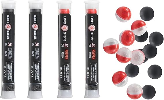 Lancer Tactical Two Pack of Defense Ball 0.50 Cal for Self Defense Includes Pepper Projectile, Rubber Ball, for Use in All Pepper Projectile Launchers in 0.50 Cal, Pack of 7 Each (Two Pack)