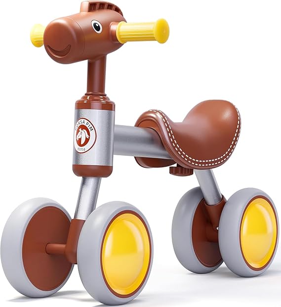 Baby Balance Bike for 1-2 Year Old Boy Girl, 4 Wheels No Pedal Toddler Bike