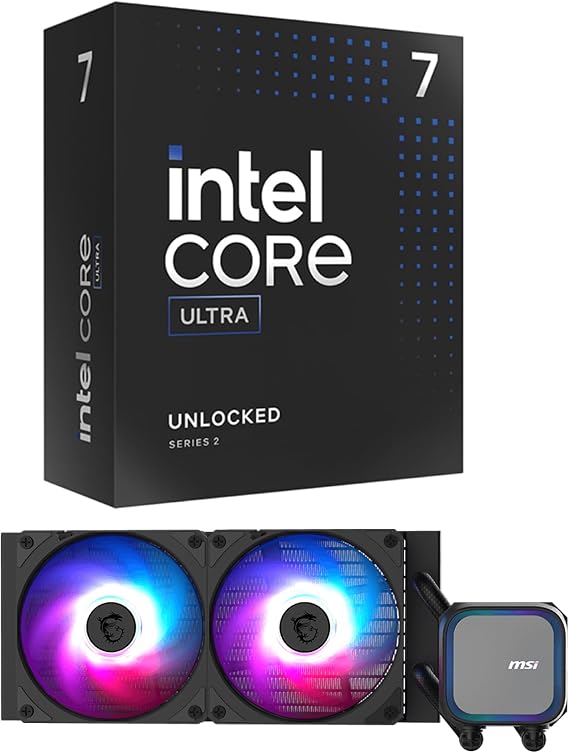 MICRO CENTER CPU AIO Combo - Ultra 7 265K Desktop Processor 20 cores up to 5.5 GHz with MAG CORELIQUID A13 240 CPU Liquid Cooler, Black
