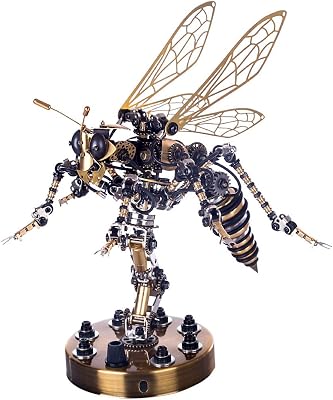 3D Metal Puzzle Model Kit, Mechanical Wasp Metal Insect Model 3D Laser Cut Metal Model Building Kit Metal MechanicalPuzzles for AdultsKids- No Voice Control
