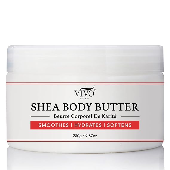 Vivo Per Lei Shea Body Butter - for Rough, Dry, Combination Skin - 9.87 Oz | Non Greasy - Fast Absorbing - Can Also Be Used on Elbows & Knees - Nourishing Body Moisturizer - For Daily Use - 1 Pack