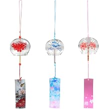 3 pcs Japanese Wind Chimes, Flower Wind Bells,Handmade Glass Japanese Style Pendant for Lawns, Gardens, Courtyards, Halls
