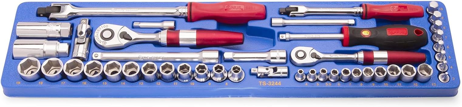 Genius Tools 44PC 1/4" & 3/8" Dr. Metric Hand Socket Set - TS-3244