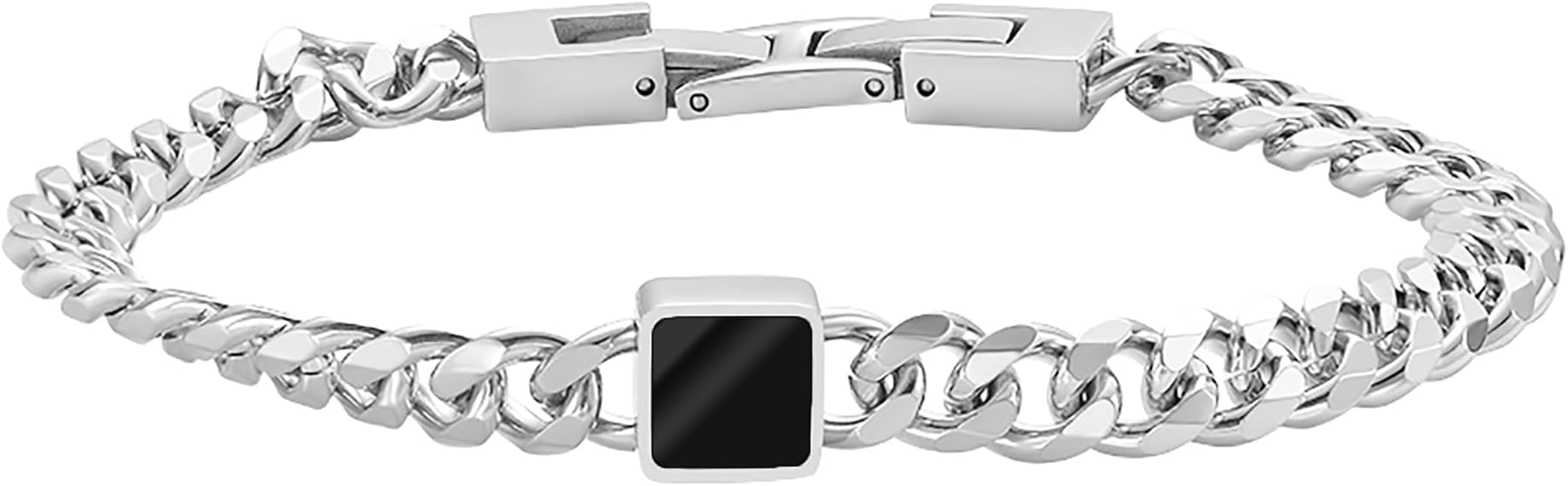 Geoffrey Beene Men's Natural Stone Stainless Steel Chain Bracelet