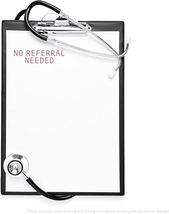 Doctor Stamp - Large No Referral Needed Rubber Stamp with Durable Wood Handle, 7/8 x 2-1/4 - Ideal for Clinical Office Staff, Streamline Patient Processing - Easy-to-Use Medical Office Accessory