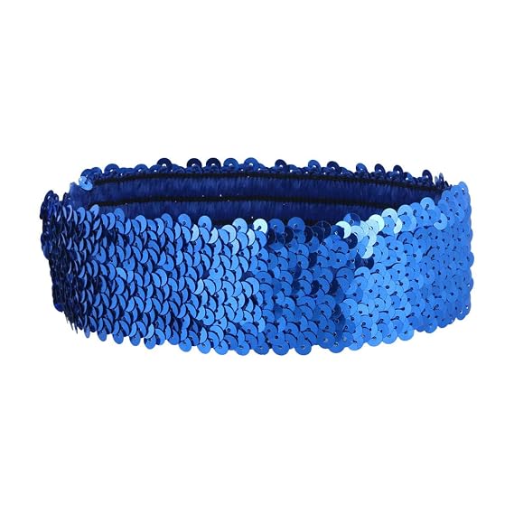 Beaupretty Blue Sequin Headband Sparkly Elastic Hairband for Women Girls Glitter Hair Accessory to Hold Hair Away from Eyes for Birthday Party Cosplay Halloween Festival Carnival