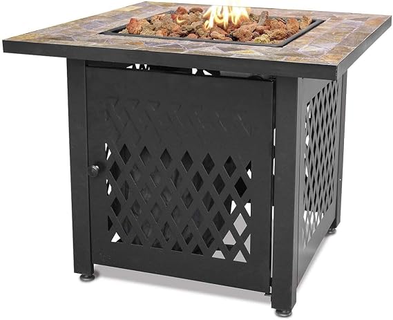 Endless Summer 30 Inch Square Propane Outdoor Fire Pit Table, Brown