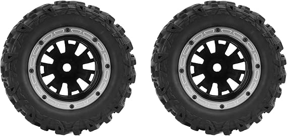 2PCS RC Car Rubber Tire, Strong Grip RC Rubber Wheels, Flexible Strong Cushioning RC Car Tires Replacement, RC Car Wheels for 1/7 RC Car(Silver)