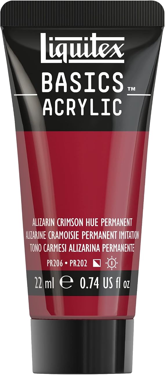 Liquitex 8870440 Basics Acrylic Paint - Alizarin Crimson Permanent Color 22 ml Tube Non-fading Waterproof for Painting and Decorating Wood Metal Ceramic Plastic Canvas