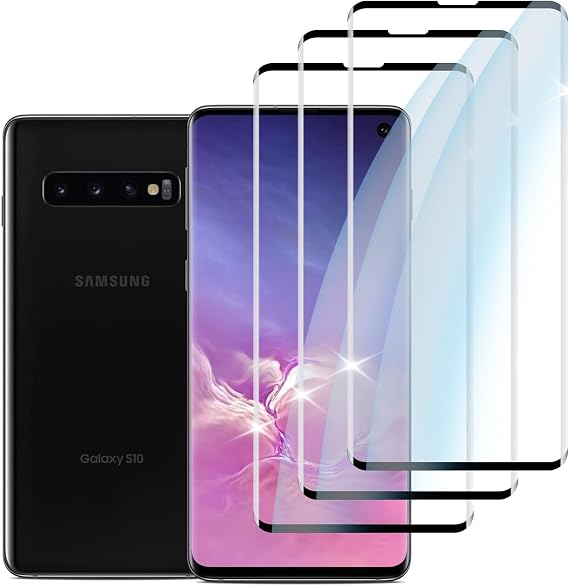 3枚パックSamsung Galaxy S10用スクリーンプロテクターケースフレンドリー、3Dカーブ、スクリーンプロテクター Galaxy S10 強化ガラス携帯電話フィルム HDクリア