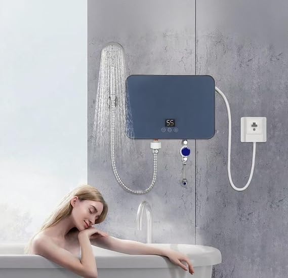 Mini Electric Instantaneous Water Heater 220 V 6000 W Water Heater with LED Temperature Display Instant Instantaneous Water Heater for Kitchen Bathroom (6 kW) [Energy Class A]